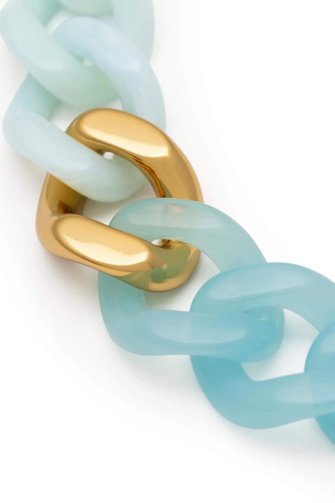 Flat Chain 2 Colour Bracelet w Gold in Cloud Marble/Opaline Blue
