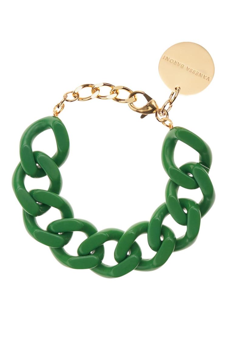 Flat Chain Bracelet in Green
