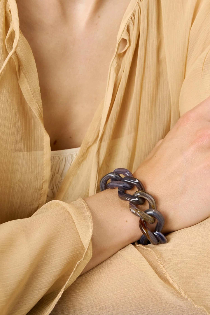 Flat Chain Bracelet in Blue Jeans Marble
