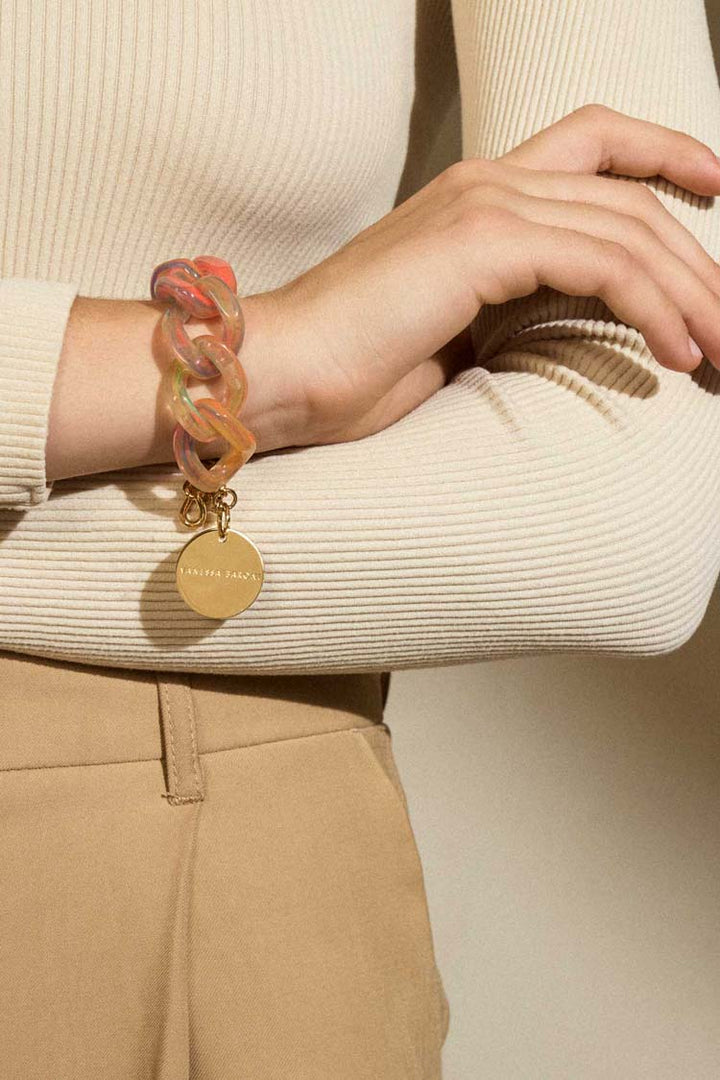 Flat Chain Bracelet in New Neon Rainbow