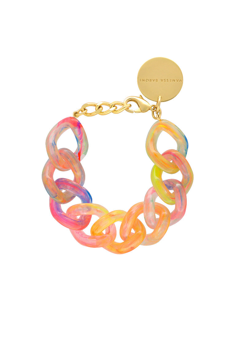 Flat Chain Bracelet in New Neon Rainbow