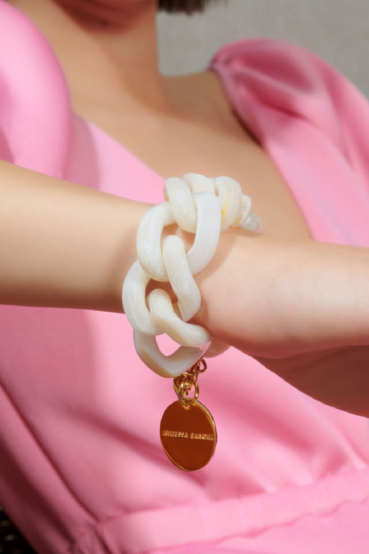 Flat Chain Bracelet in Pearl Marble