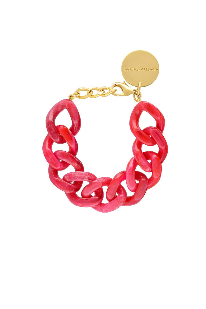 Flat Chain Bracelet in Pink Marble