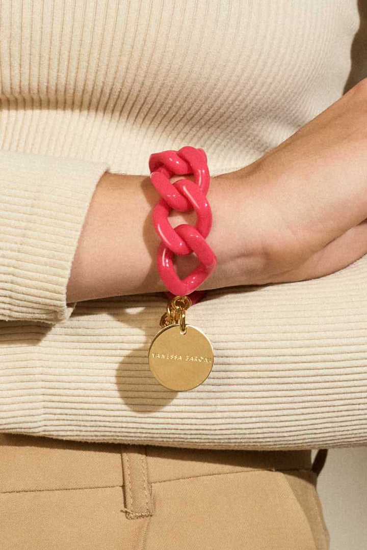 Flat Chain Bracelet in Pink