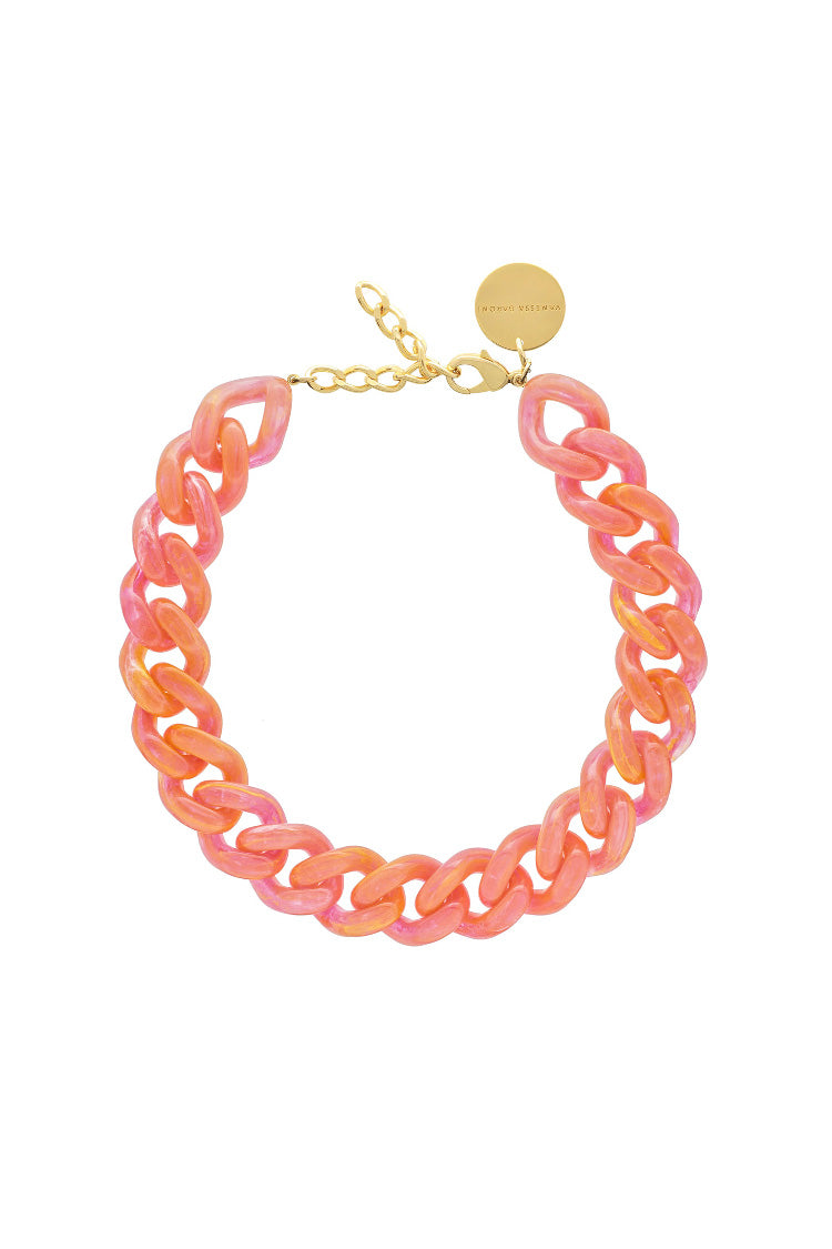 Flat Chain Necklace in Campari Orange