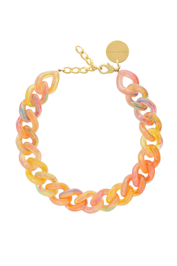 Flat Chain Necklace in New Neon Rainbow