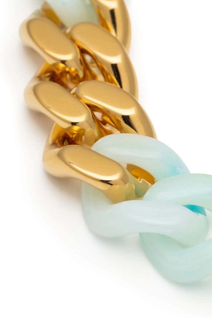 Flat Chain Necklace with Gold in Cloud Marble