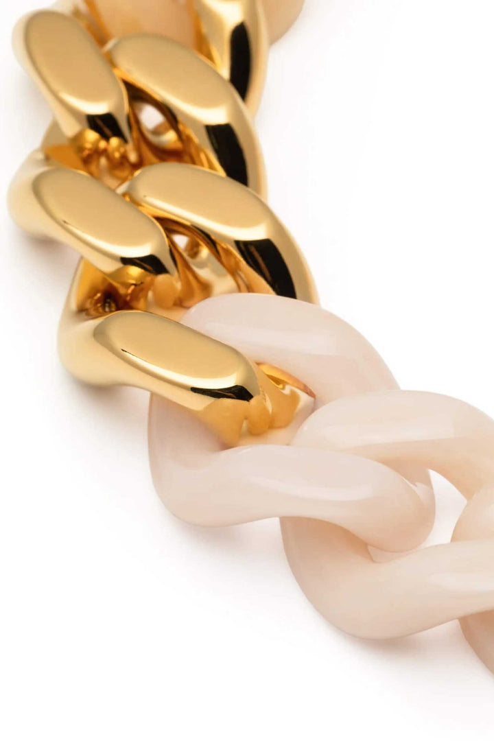 Flat Chain Necklace with Gold in Latte Marble