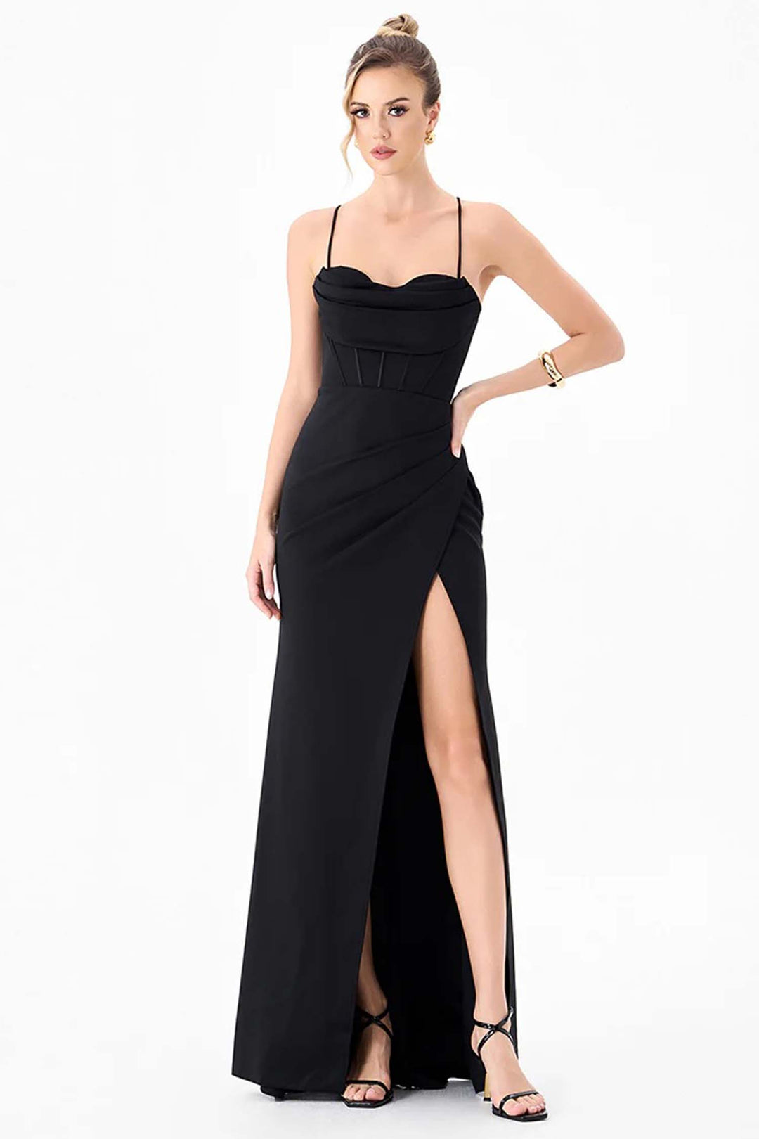 Flo Strappy Back Gown in Black