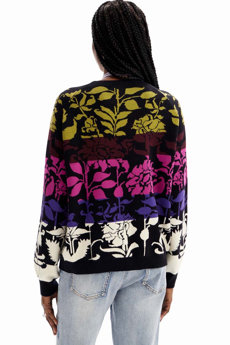 Floral Bands Jacquard Pullover