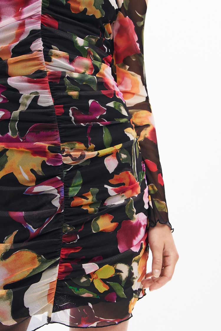 Floral Knit Mini Dress in Petals