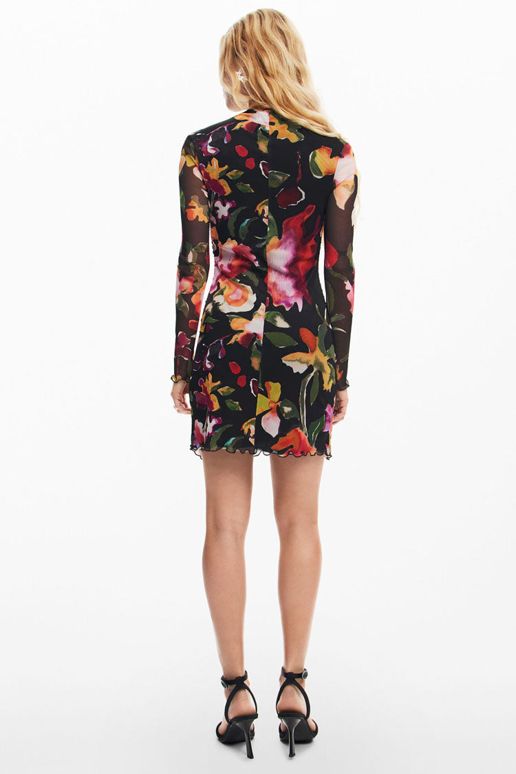 Floral Knit Mini Dress in Petals