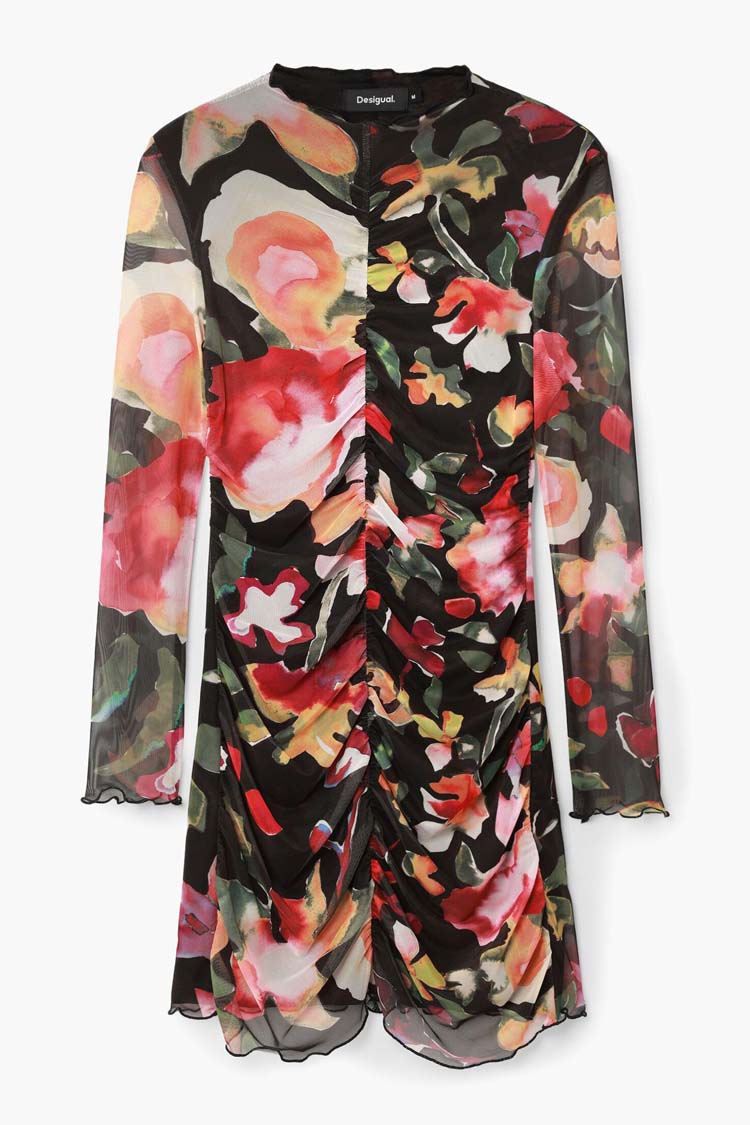 Floral Knit Mini Dress in Petals