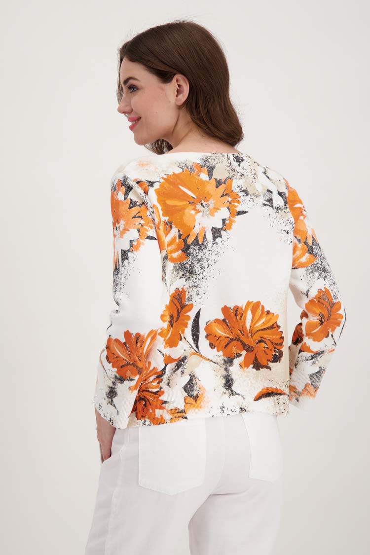 Floral Pattern Sweater in Orange