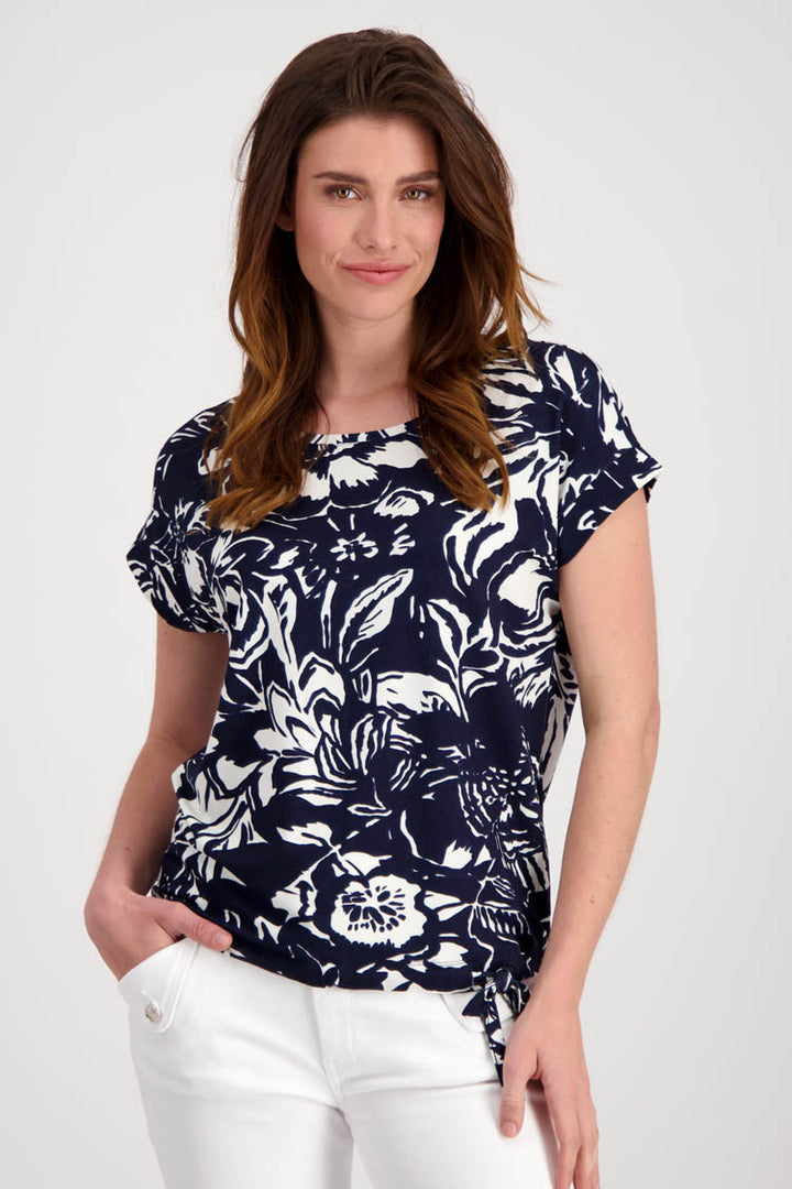 Floral Pattern T-shirt w Drawstring