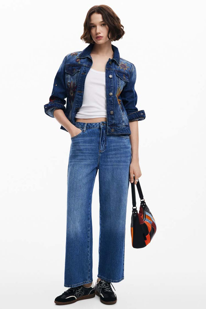 Floral Trucker Denim Jacket
