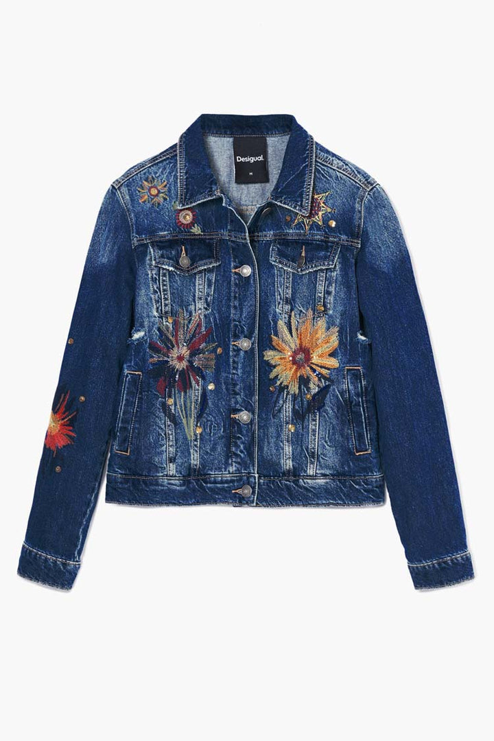 Floral Trucker Denim Jacket