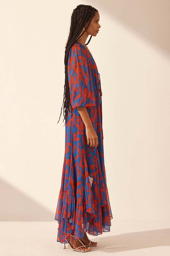 Flore Lace Front Drawstring Maxi Dress