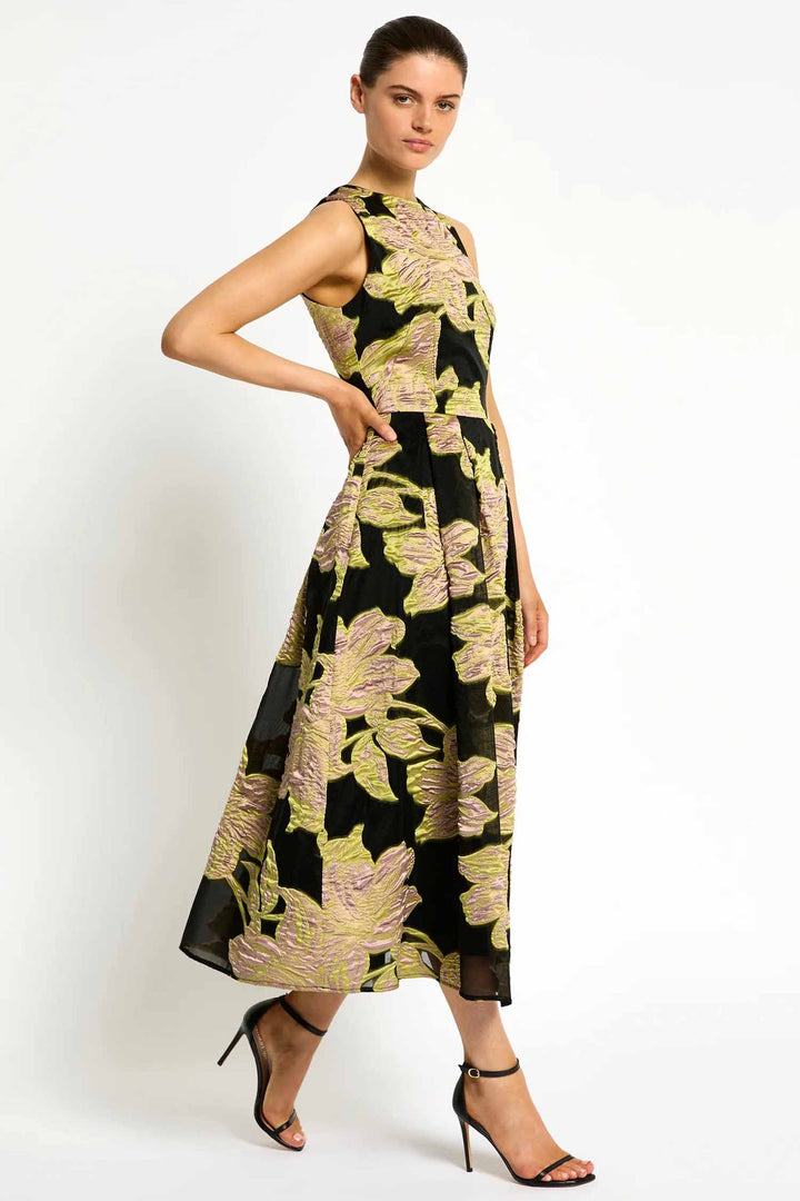 Florence Midi Dress in Citrus Pink Black
