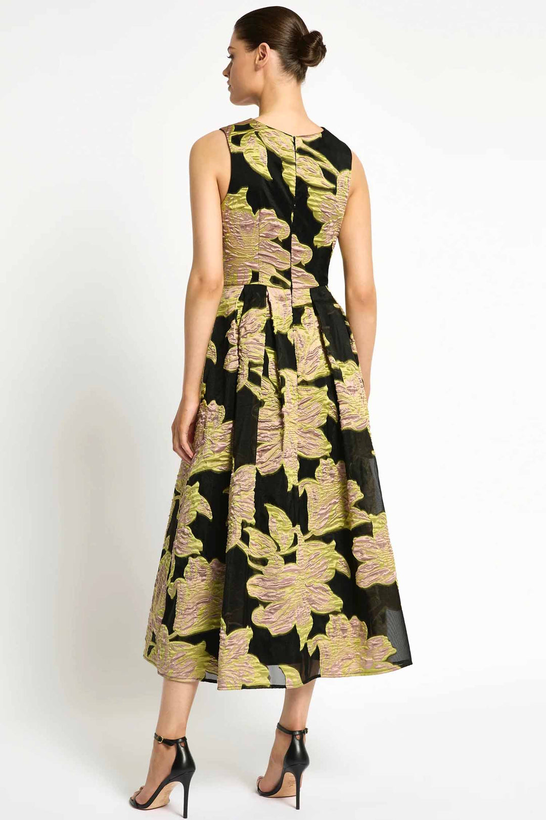Florence Midi Dress in Citrus Pink Black