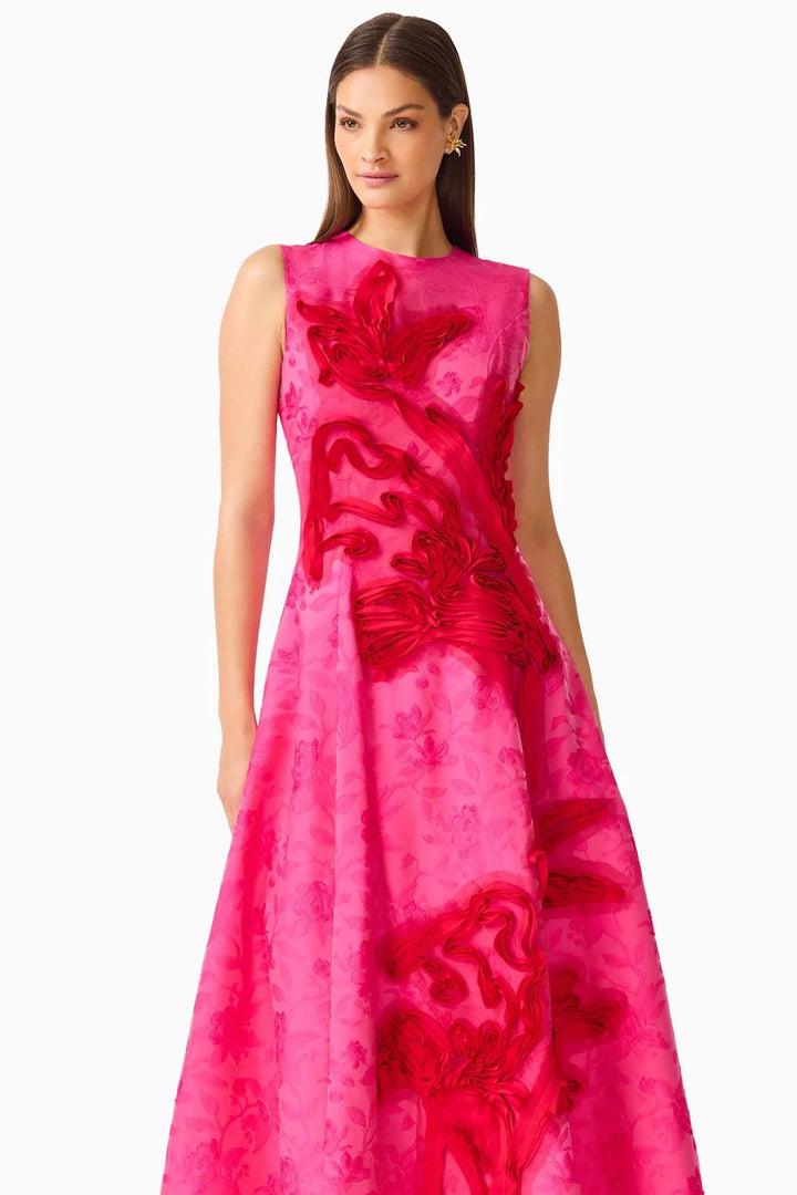 Florentia A Line Maxi Dress in Pink Red