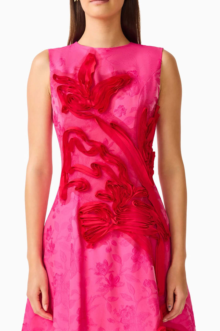 Florentia A Line Maxi Dress in Pink Red