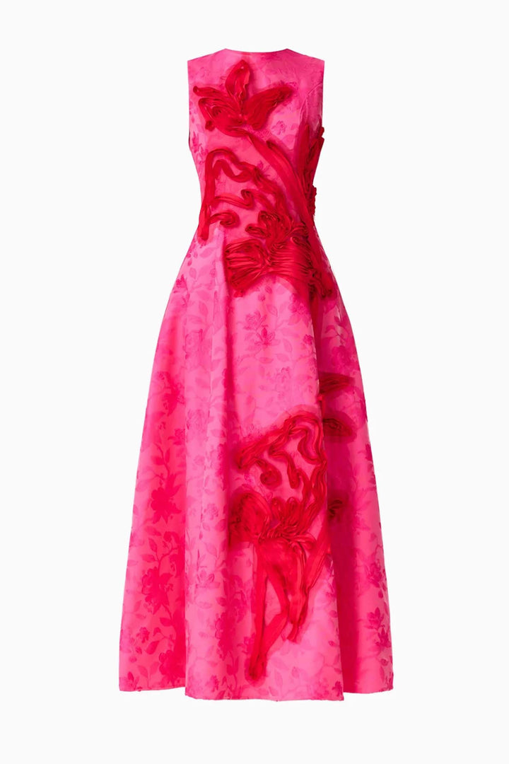 Florentia A Line Maxi Dress in Pink Red