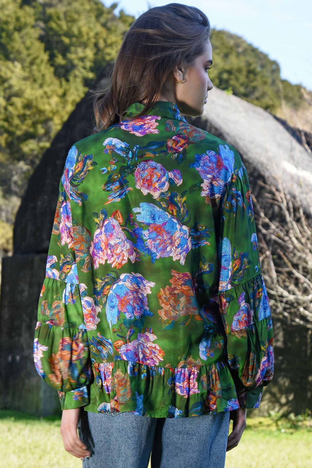 Flounce On Blouse in Green