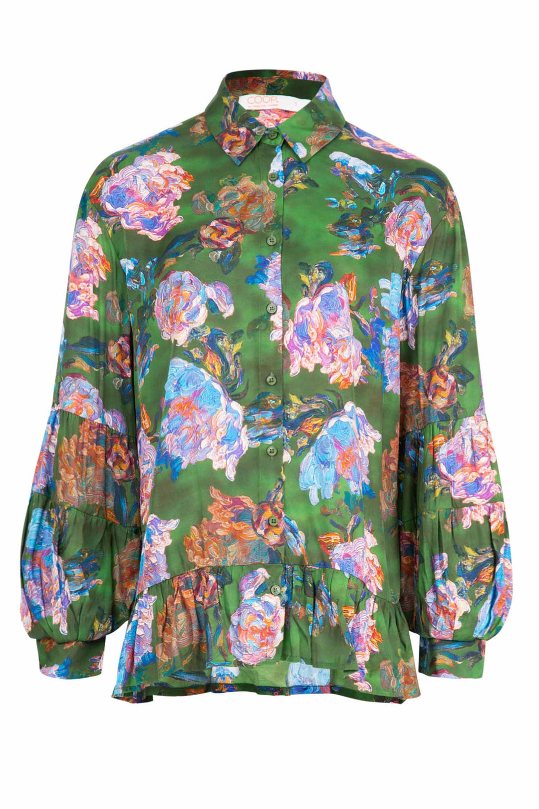 Flounce On Blouse in Green