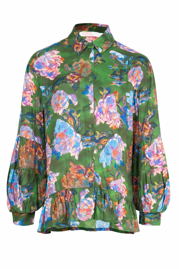 Flounce On Blouse in Green