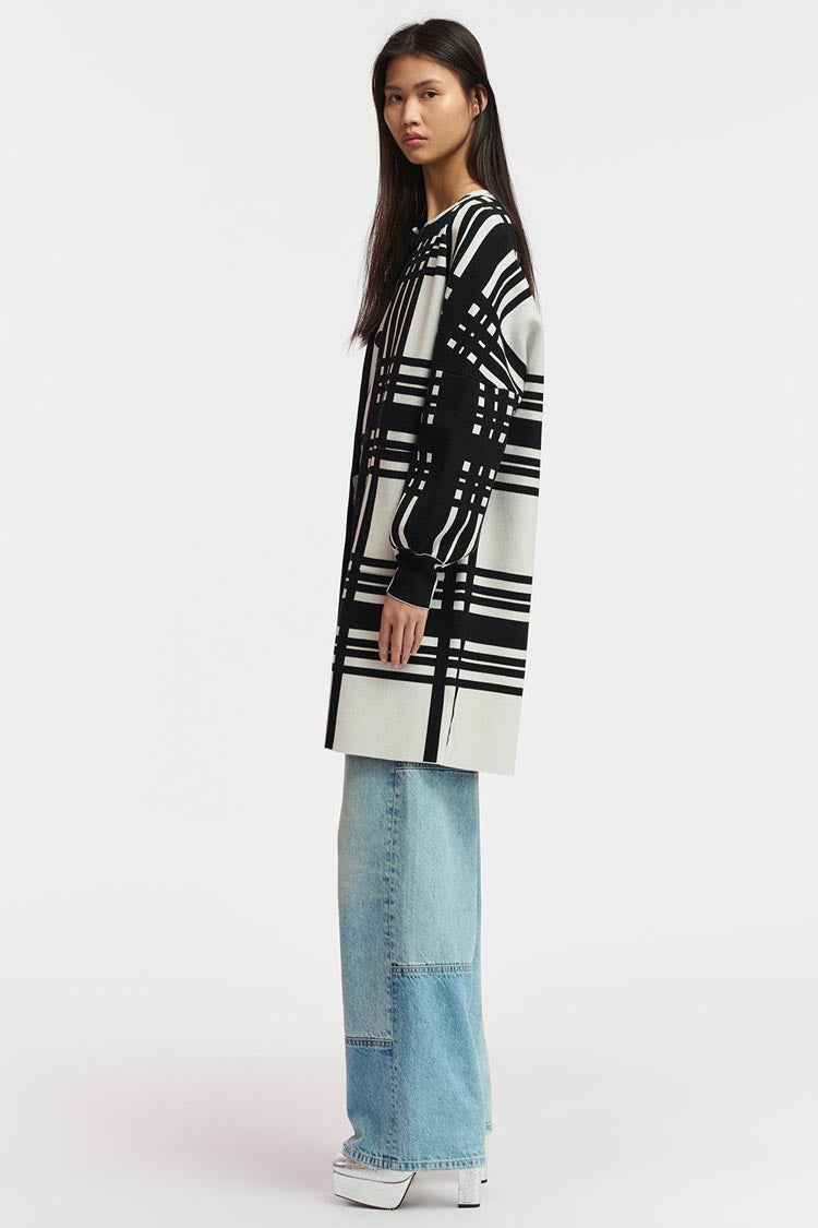 Flow Checked Knit Coat