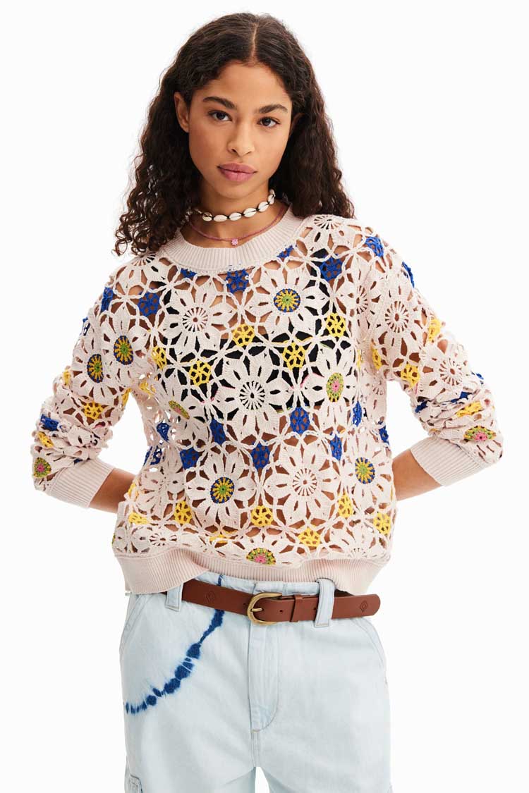 Flower Crochet Pullover