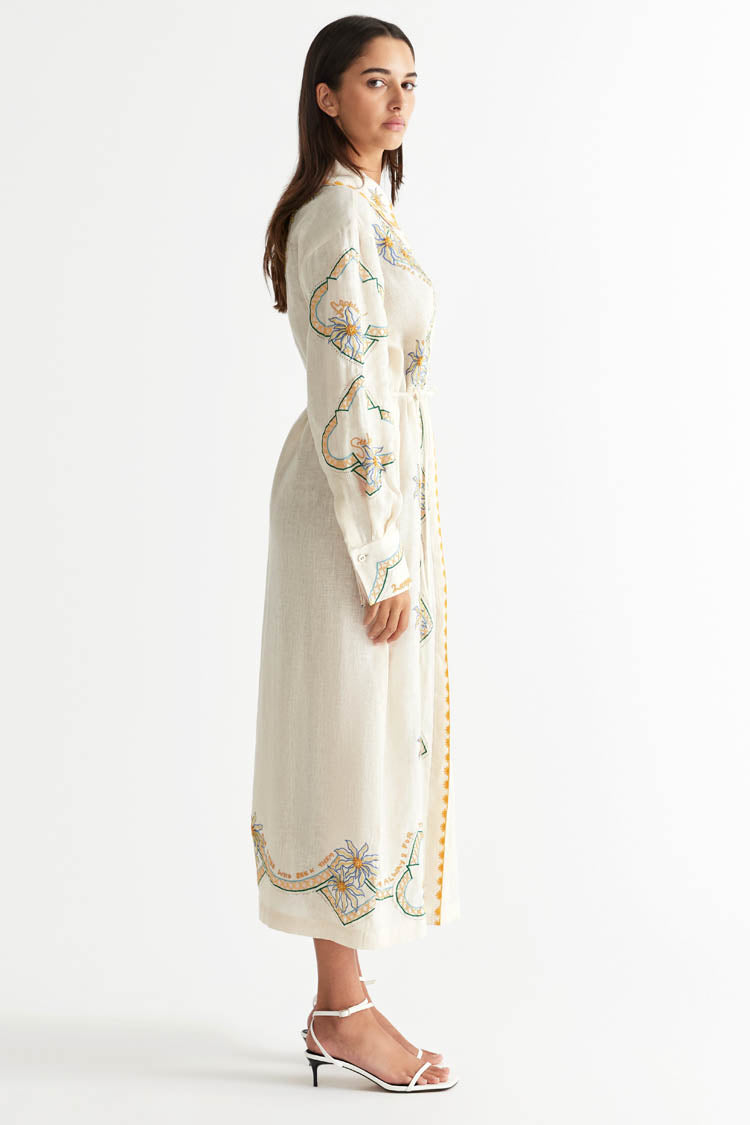 Flower Seeker Shirt Dress in Snow Drop