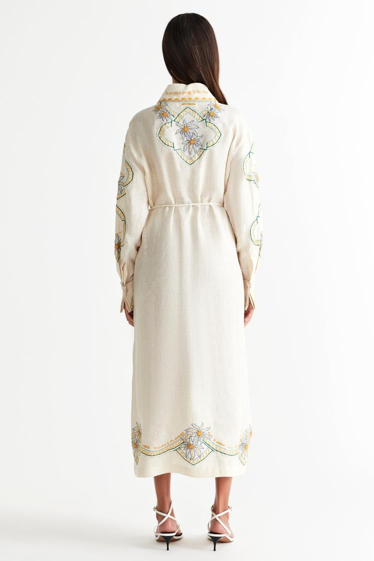 Flower Seeker Shirt Dress in Snow Drop