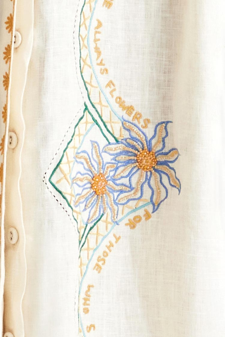 Flower Seeker Shirt Dress in Snow Drop