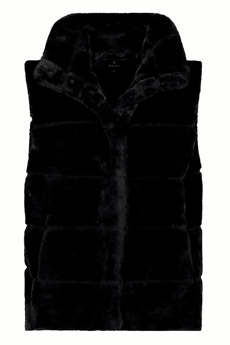 Fluffy Faux Fur Vest in Black