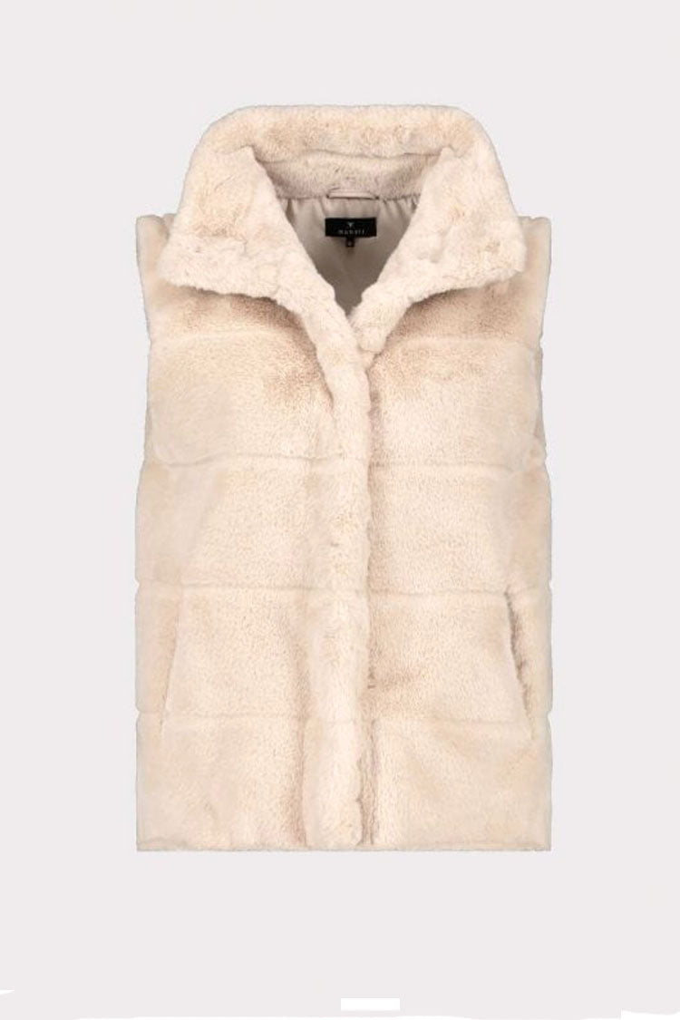 Fluffy Faux Fur Vest in Biscuit