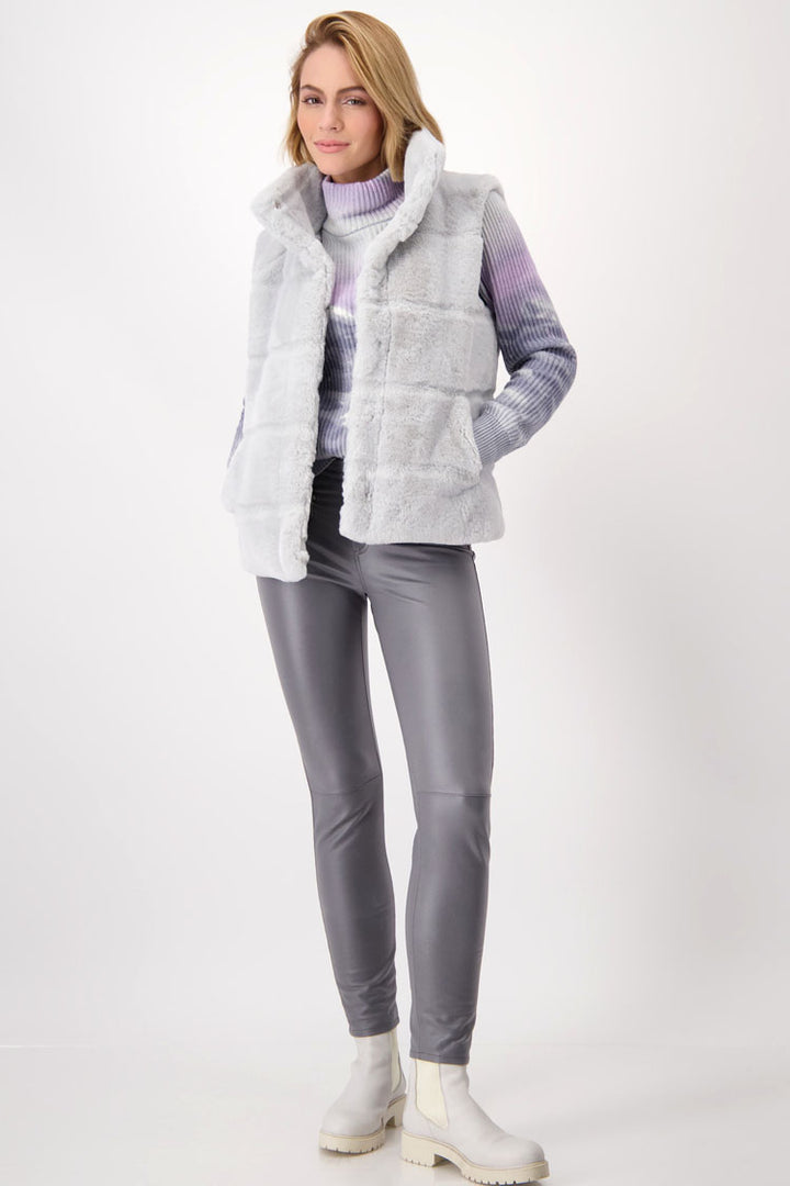 Fluffy Long Line Vest in Chrome Silver