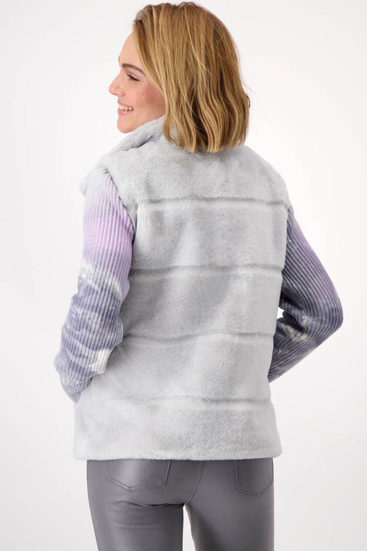 Fluffy Long Line Vest in Chrome Silver