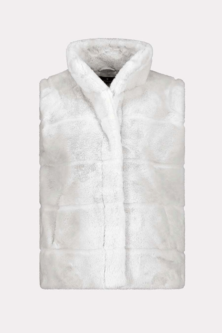 Fluffy Long Line Vest in Chrome Silver