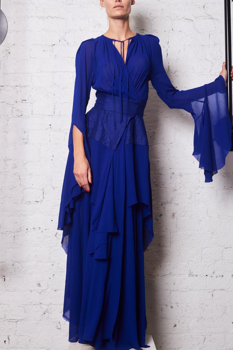 Fluting Wrap Dress