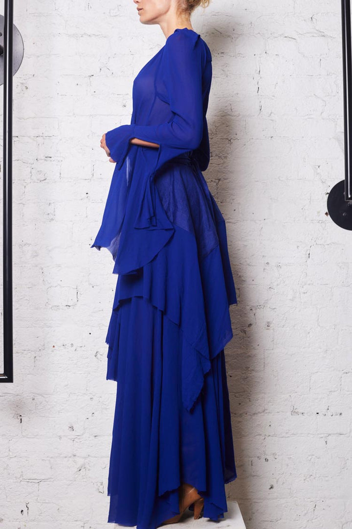 Fluting Wrap Dress