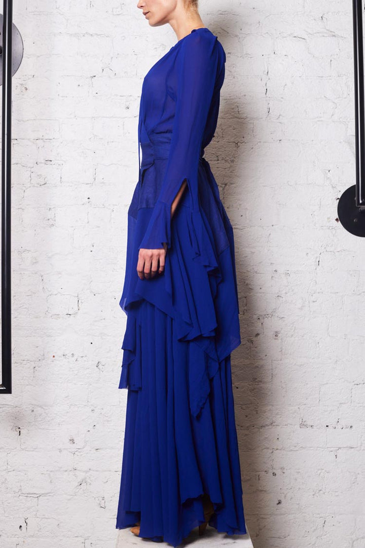 Fluting Wrap Dress