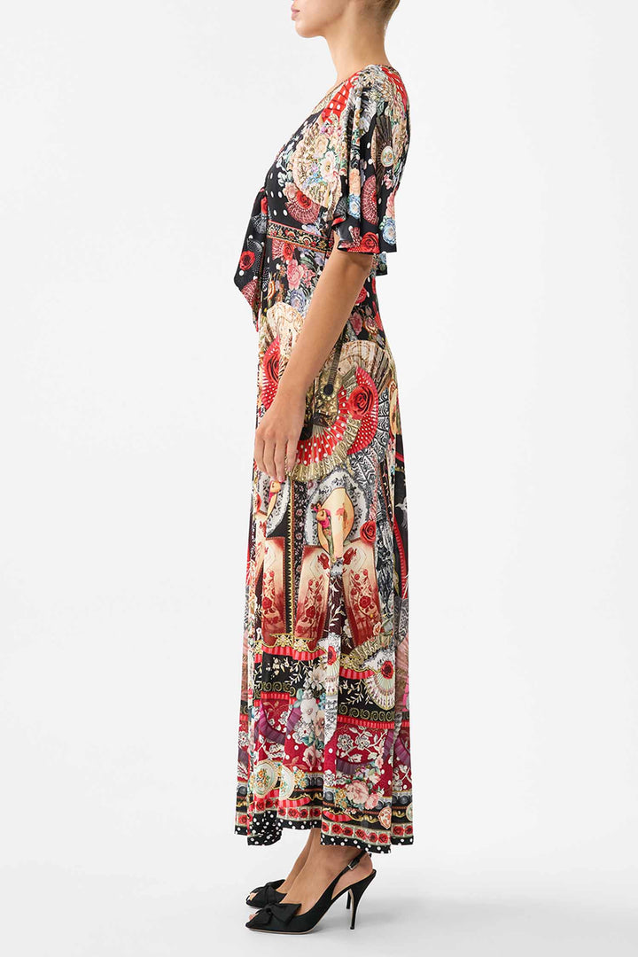 Flutter Sleeve Tie Front Jersey Dress in Daughters of Duende