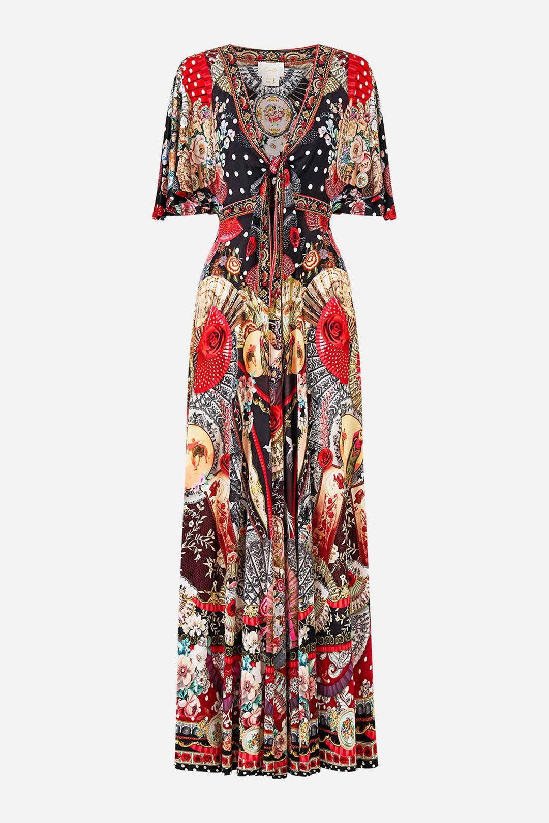 Flutter Sleeve Tie Front Jersey Dress in Daughters of Duende