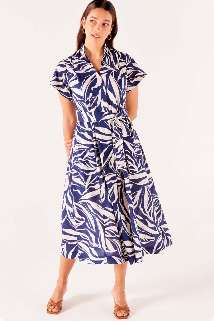 Forget Me Not Dress in Navy Abstract