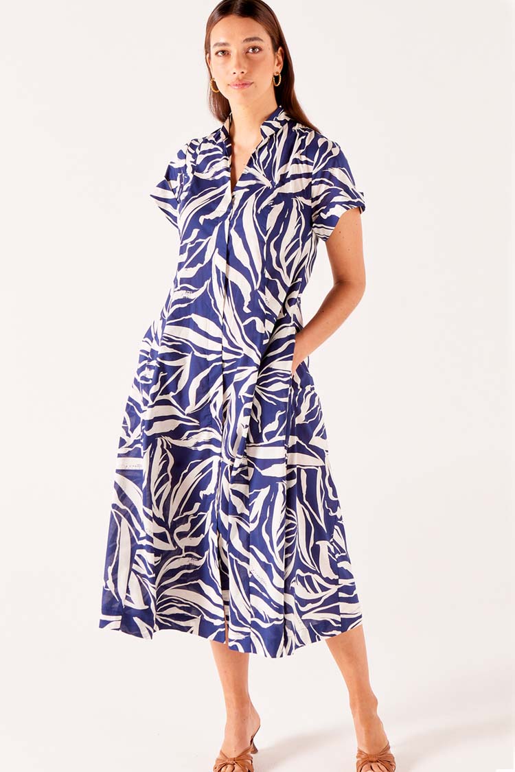 Forget Me Not Dress in Navy Abstract