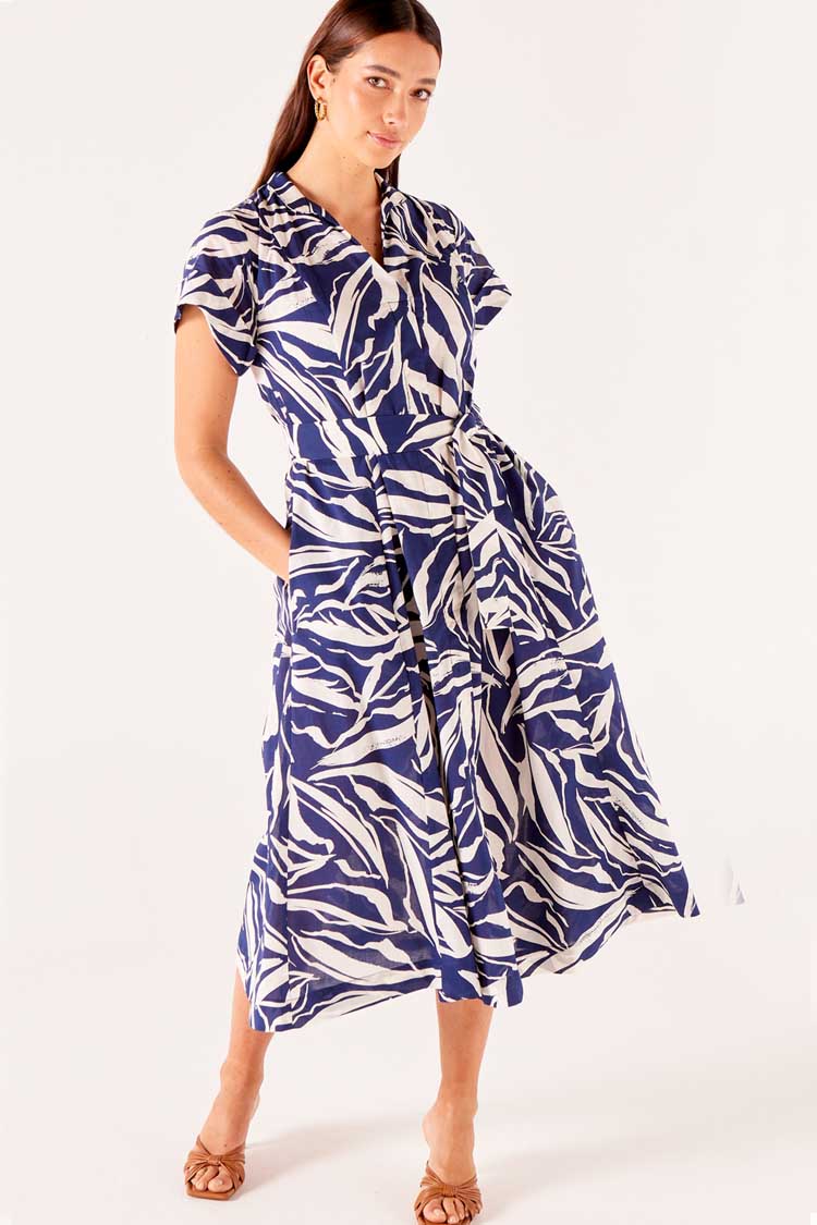 Forget Me Not Dress in Navy Abstract