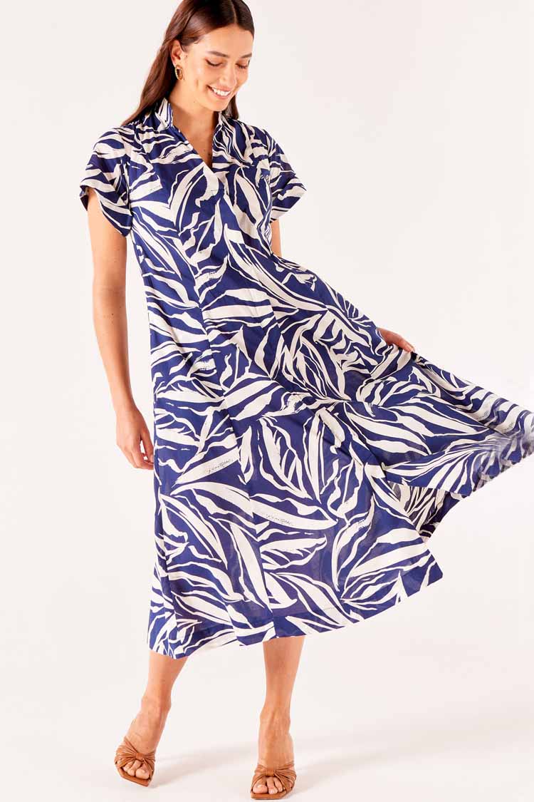 Forget Me Not Dress in Navy Abstract