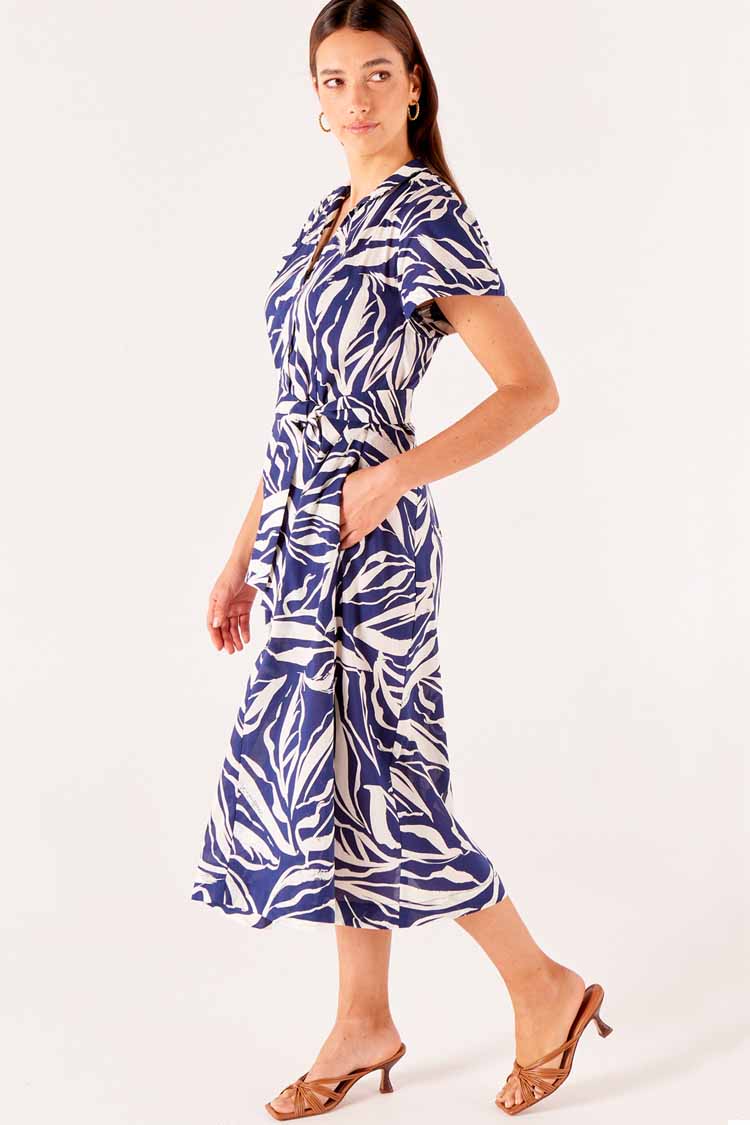 Forget Me Not Dress in Navy Abstract